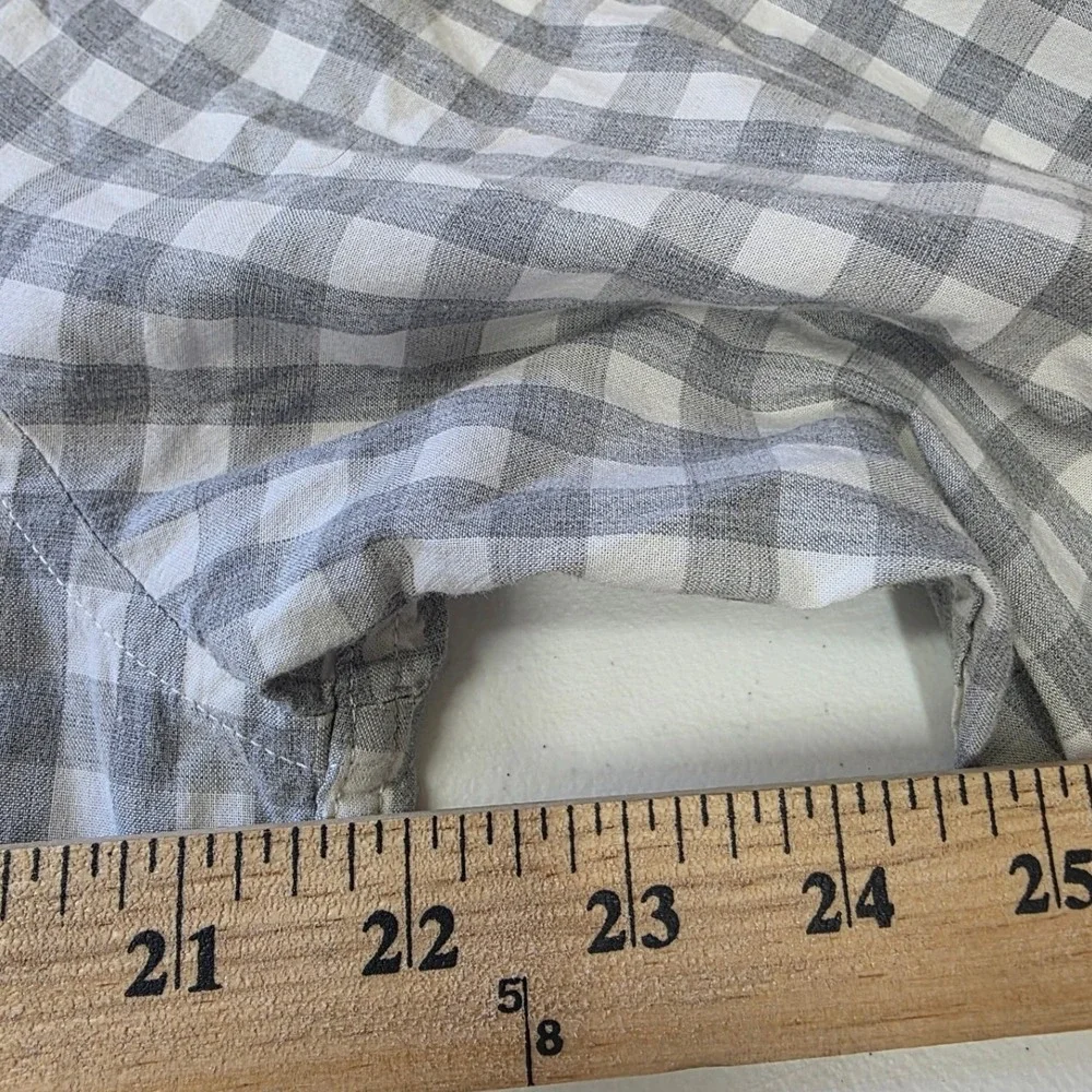 J.Crew Secret Wash Shirt Mens Medium Grey Gingham Organic Cotton Stretch Classic